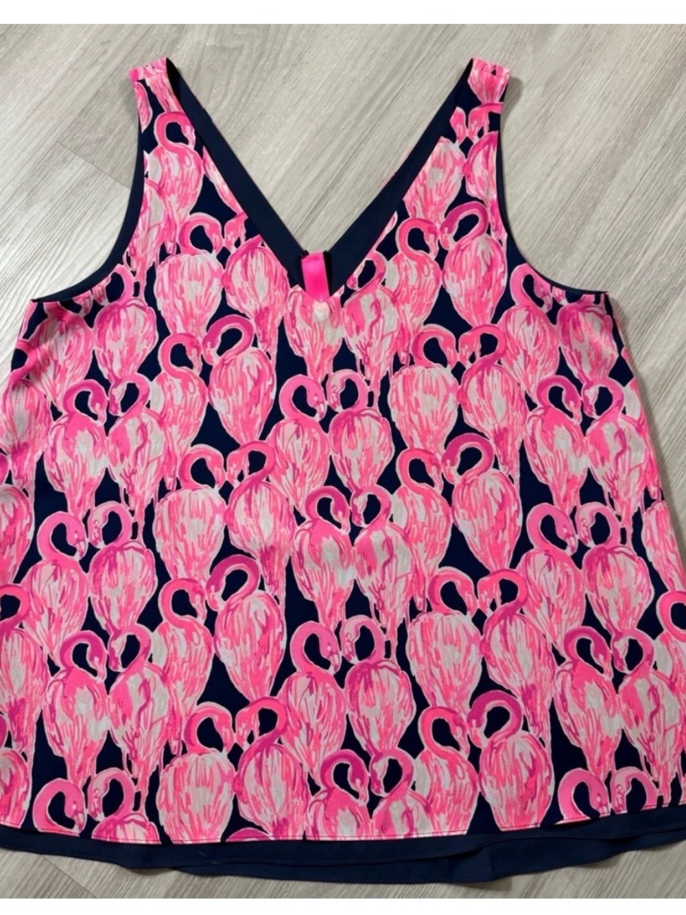 Lilly Pulitzer Flora Reversible Navy & Hot Pink Flamingo Print Tank Top